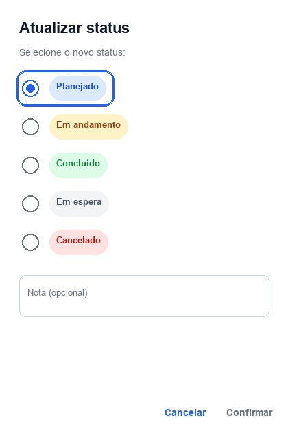 Atualizar status no celular