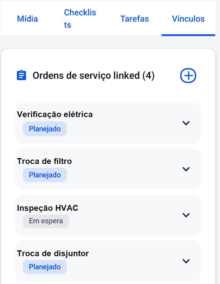 Ordens de serviço linkadas no celular